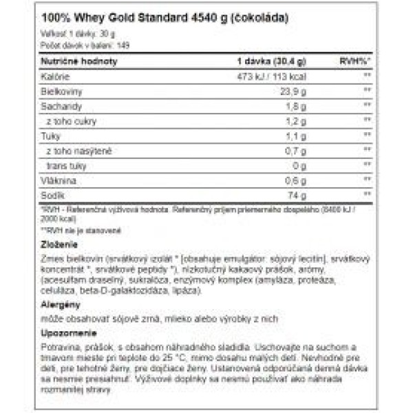 Optimum Nutrition 100 Whey Gold Standard 4540 g Optimum Nutrition